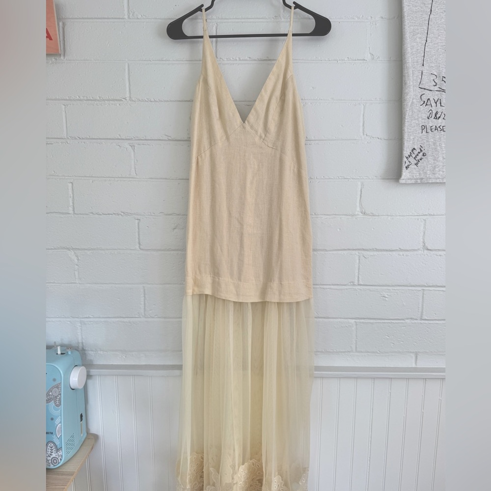 Anthropologie Linen and Lace Dress NEW